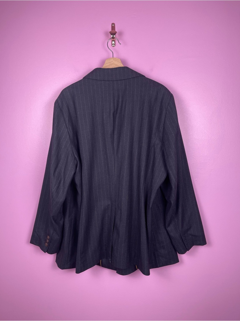 Talbots Luxe Wool Blend Blazer Women's 20W Navy Pinstripe NWT - Picture 8 of 13